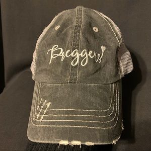 Distressed “Preggers” Trucker Hat - Gray - Adjustable